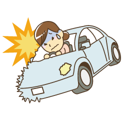 車で交通事故に遭った女性のイラスト